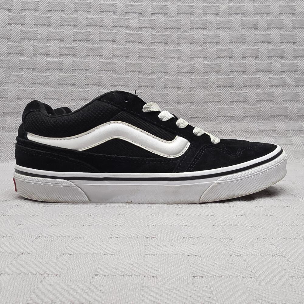 Vans Caldrone Skool Women Size 9.5 Black Suede Canvas Skateboarding Low Top Shoe